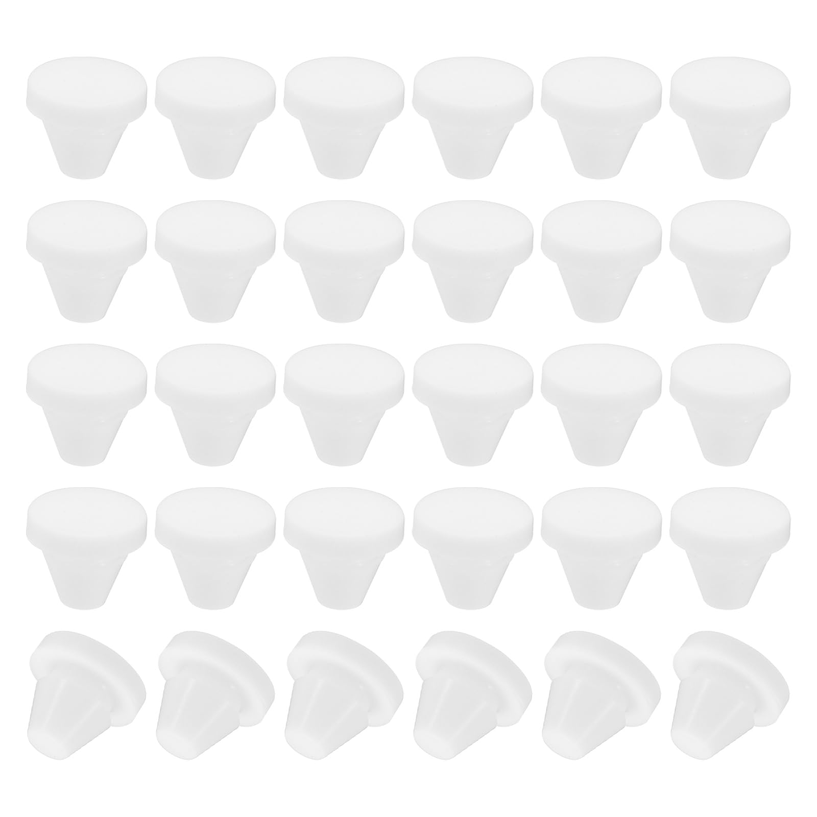 PATIKIL 7mm Diameter Silicone Round Snap, 30 Pcs in Type Locking Furniture Hole Plug Button Protective Cover Cap Head Fit for 2.5-7mm Hole for Seal Bulkhead Cylinder Hole, White