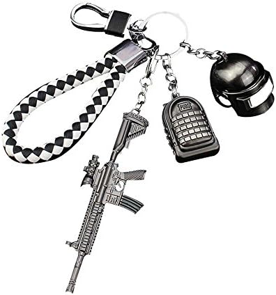 Teepao 3D Keychain for Playerunknown's Battlegrounds PUBG Keychain Pans 98k Level 3 Helmet Weapon Gun Keychain Model Key Chain RingPendant Charm Souvenir with Buckle and Rope