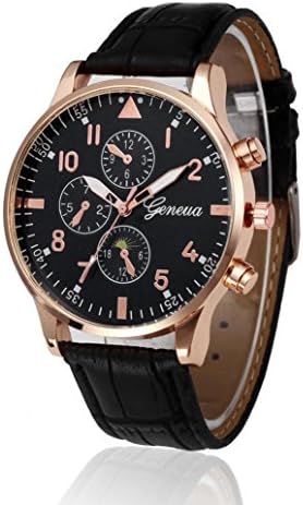 Retro Design Leather Band Analog Alloy Quartz Bracelet Watch (black)