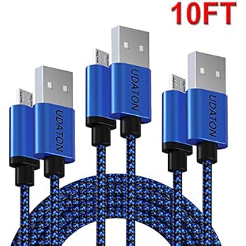 Micro USB Cable Android Tablet Charger Fast Long Charging Cord 10 FT 3pack Braided Android Phone Charger for Kindle fire HD,fire 7/8 Tablet Samsung Galaxy S7/S6/S4/J7/J3/Note 5,LG V10 PS4 Xbox One