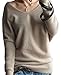LongMing Women's Cashmere Blend Sexy Loose Batwing Sleeve Big V-neck Pullover Sweater