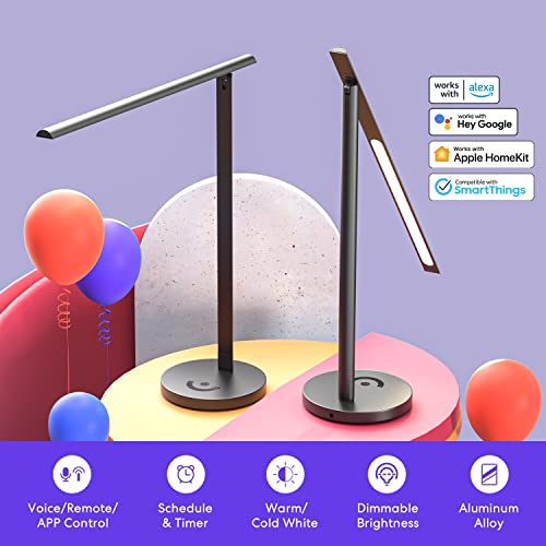 Smart LED Desk Lamp, Meross Dimmable Desk Lamp Works with HomeKit, Alexa, Google Assistant and