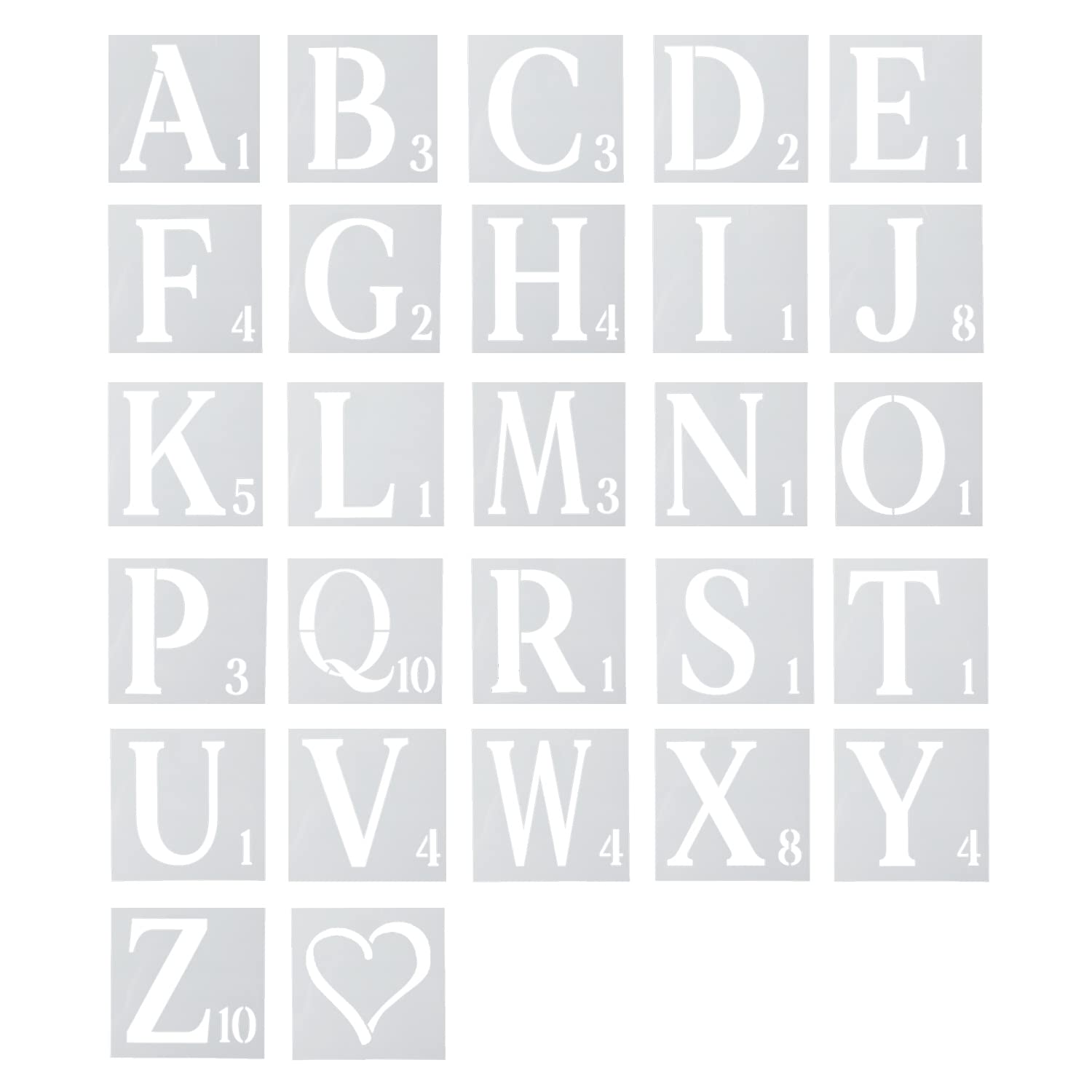 AIEX 27pcs Stencils, 6 Inch Reusable Plastic Letters and Numbers Stencils for Wood Painting, Wall Art, Drawing, Craft, and DIY