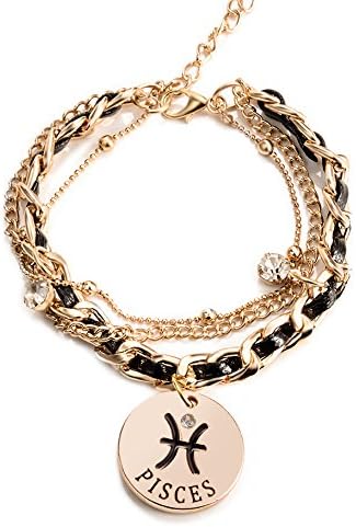 Jewelry Womens Link Bracelet, Constellation Zodiac Sign Logo Charms, Adjustable Size Bangle