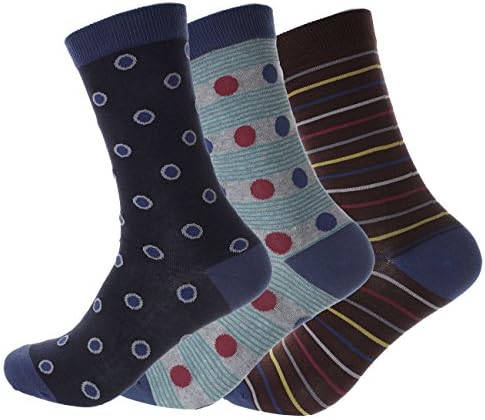 Soxmile Mens Big and Tall Fashion Crew Socks - Dots, Dot-Stripe, Stripe