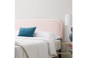 Edenbrook Miller Low Profile, Performance Velvet Headboard for King Size Bed-Pink Upholstered King Headboard