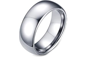 Tungsten Carbide Rings for Men 8Mm, Engagement Ring for Him Silver Polished Dome Ring Size 5