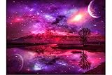 Mobicus DIY Diamond Painting,by Number Kits Crafts & Sewing Cross Stitch，Wall Stickers for Living Room Decoration,Purple Sky(14X16inch/35X40CM)