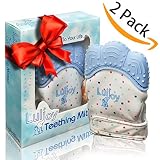 LuliJoy Teething Mitten Set of 2 - Baby Glove Teether Toys for Boys & Girls - Adjustable Strap Stays on Infant Hands - FDA-Approved Silicone Teether for Natural Baby Pain Relief, Sensory Stimulation