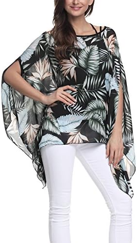 iNewbetter Women's Chiffon Caftan Poncho Tunic Top Cover up Shirt Scarf Top