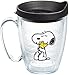 Tervis Peanuts - Felt Tumbler with Emblem and Black Lid 16oz Mug, Clear