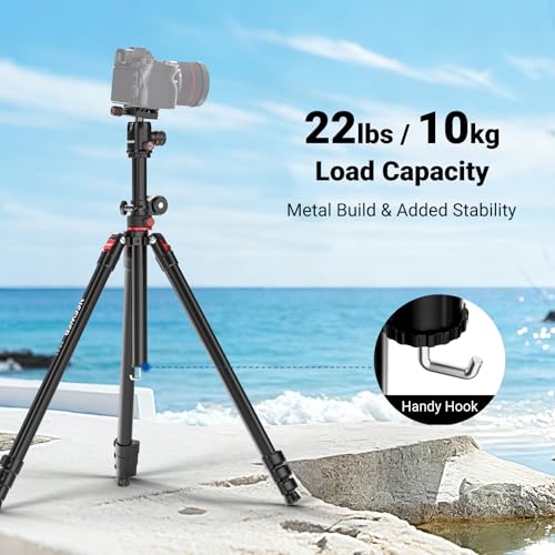 NEEWER Overhead Horizontal Camera Tripod Monopod with Ball Head & Flexible Center Column, 90 Inch Tall Metal DSLR Video Travel Stand, Arca Type QR Plate & Inverted Legs, Max Load 13.2 lbs, TP63