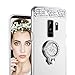 Caka Galaxy S9 Plus Case, Galaxy S9 Plus Glitter Case Mirror Series Luxury Cute Shiny Bling Mirror Makeup Case for Girls with Ring Kickstand Diamond TPU Case for Samsung Galaxy S9 Plus (Silver)