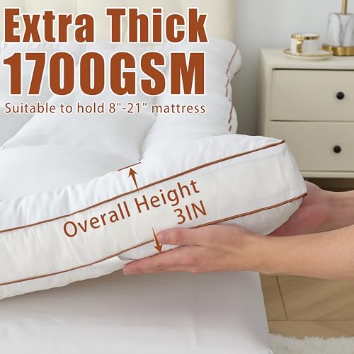 WhatsBedding 3 Inch Memory Foam Mattress Topper Queen Size, Supportive Fluffy Shredded Memory Foam Filled Pillow Top, Extra Soft Bed Topper, 60x80 in, 1700 GSM Fill