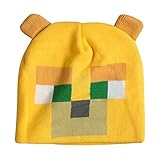 JINX Minecraft Ocelot Face Knit Beanie with Ears, Yellow, One Size