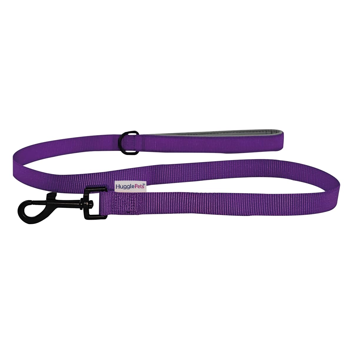HugglePets Soft Padded Dog Lead. Purple Dog Lead with Metal Swivel Trigger Fastening, Reinforced Stitching, Accessory Clip & Soft Neoprene Handle.