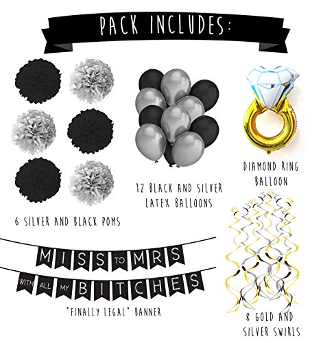 Sterling James Co. Miss to Mrs Classy & Sassy Bachelorette Black & Silver Party Pack - Bachelorette  - //coolthings.us
