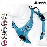 JUXZH Soft Dog Harness .3M Reflective No Pull Harness with handle and Two Leash Attachments