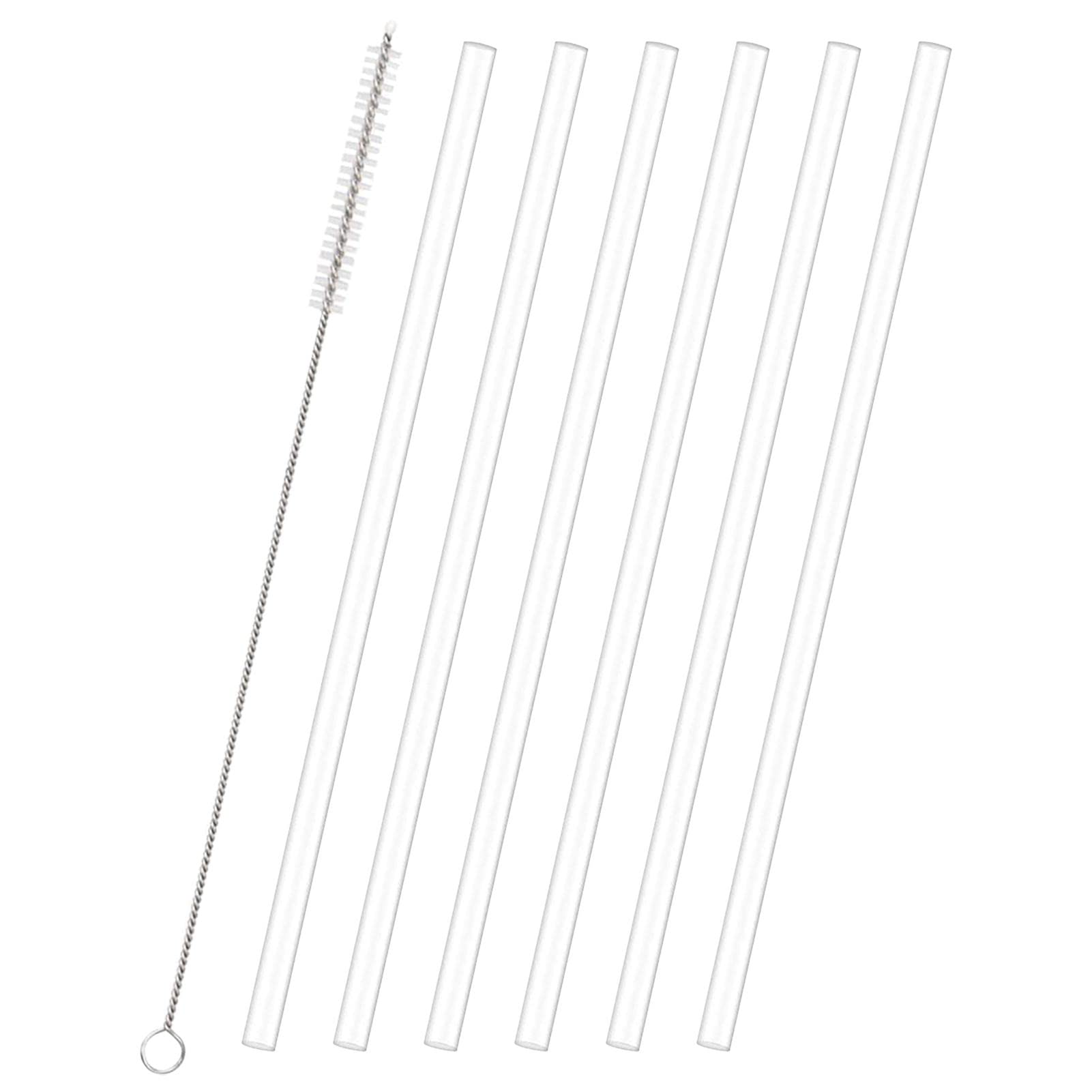 6pcs Travel Straw, 11.2inch Replacement Straws for Stanley 40 oz 30 oz Tumbler, Safety Plastic Tumbler Straws for Drinking Water, Tea, Coffee, Juice, Milk, Wine(Transparent)