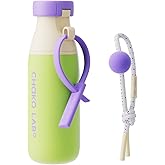 CHAKO LAB Insulated Stainless Steel Water Bottle with Two Strap | BPA-Free Leak Proof | 17oz Bottle with Spout Lid & Straw | Melon Cheese