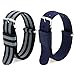 4pc 20mm NATO Ss Nylon Striped Blue,Blue/Coffee,Black/Grey,Black/red Replacement Watch Strap Band