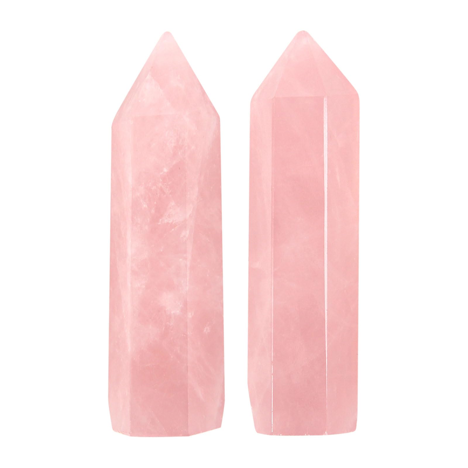 Rose Quartz Crystal Wand-2 Pcs 3.1''-3.5'' Rose Quartz Wands, Rose Quartz Healing Crystal and Stones, Gift Box Packaging