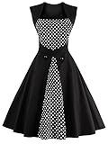 Tina Silvergray 1950s Polka Dots Patchwork Sleeveless Swing Dress