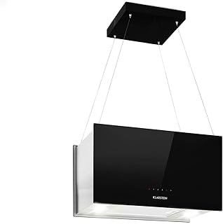 Klarstein Kronleuchter - Dunstabzugshaube Deckenhaube Inselabzugshaube, EEK: A, Umluftbetrieb in 3 Stufen, SenseControl: Touch, 58 dB Geräuscharm,60 cm, schwarz