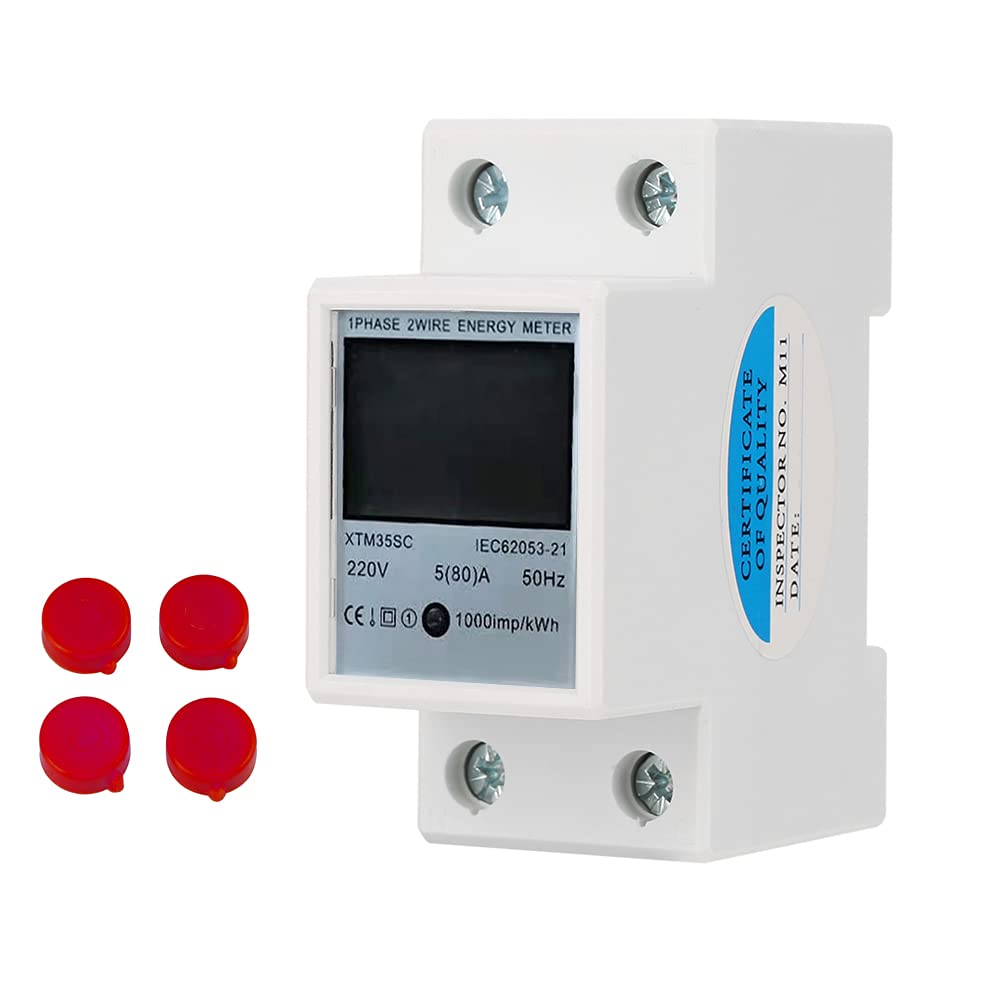 KWh Meter 220V 5(80) A Digital 1-phase 2 Wire 2P DIN-Rail Electric Meter Electronic KWh Meter