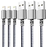 Lightning Cable,Atizzy 3 PACK 6 FT Nylon Braided Charging Cable Cord Lightning to USB Cable Charger Compatible with iPhone X/8/7/6S/6/Plus/5 SE/5S/5C/5/iPad/iPod and More(Black)