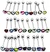 CrazyPiercing 30 PCS (a lot) 316 surgical Steel Metal Tongue rings barbells body piercing