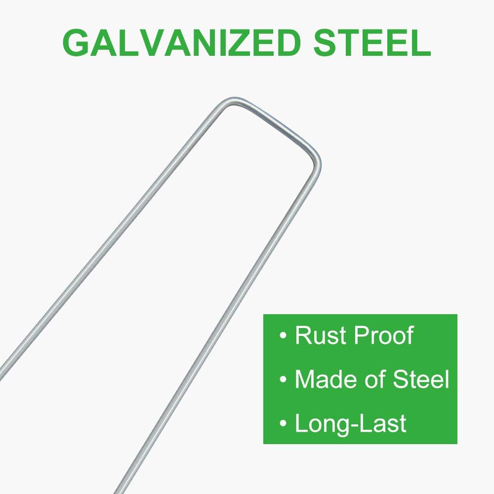 GROWNEER 100 Packs 6 Inches Heavy Duty 11 Gauge Galvanized Steel Garden Stakes Staples Securing Pegs for Securing Weed Fabric Landscape Fabric Netting Ground Sheets and Fleece : Garden & Outdoor