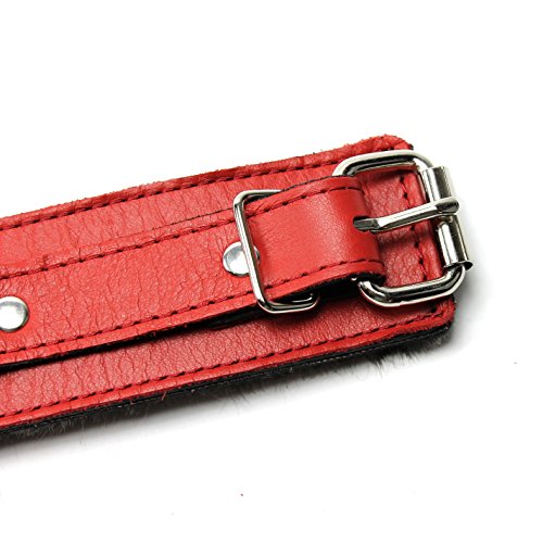 Brussels Wrist and Ankle Cuffs Elegant Locks Softest Lambskin Leather (Red, Ankle) - Thumbnail 4