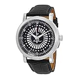Lucien Piccard Men's 'Ruleta' Quartz Stainless Steel and Black Leather Casual Watch (Model: LP-40014-01)