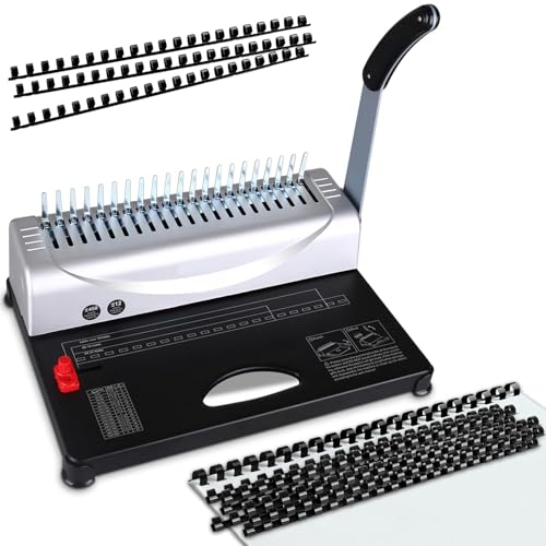 MANYUK 21Holes Binding Machine, Comb Binding Machines with 100PCS Comb Bindings Spines, 450 Sheets Book Binder for Letter Size, A4, A5 Paper