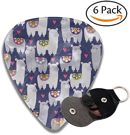WAGGJ Celluloid Guitar Picks, Cute Alpaca Plectrums 6 Pack For Guitar Bass 0.46mm, 0.71mm, 0.96mm Optional