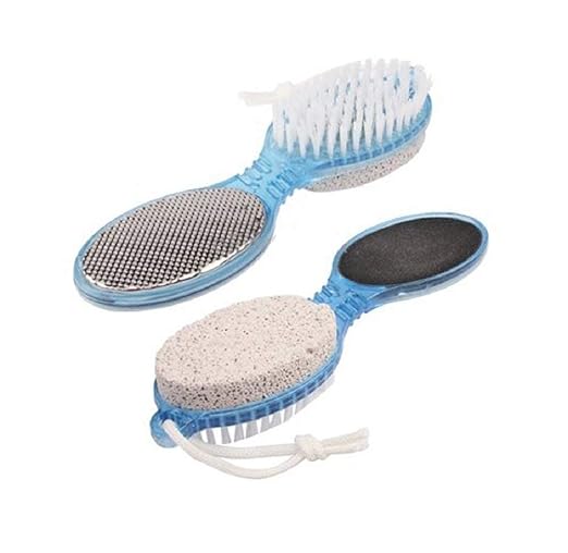 4 In 1 Multi Use Pedicure Paddle Brush Cleanse, Scrub, File and Buff (Colour - Blue)