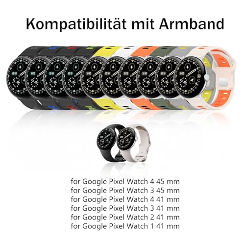 Hiseus Strap Compatible with Google Pixel Watch 4 3 2 1 45mm 41mm, Sport Breathable Soft Silicone Replacement Straps