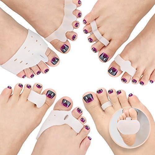 Speedfeet 7 Pairs Fast Bunion Relief - Treat Hallux Valgus,Toe Joint,Toe Separators,Hammer Toe and Forefoot,Separators and Straighteners Physical Therapy Kit (Free Size, Milk White)