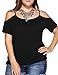 Allegrace Women Plus Size Off Shoulder Spaghetti Strap T Shirt Casual Tee Top Black 3X