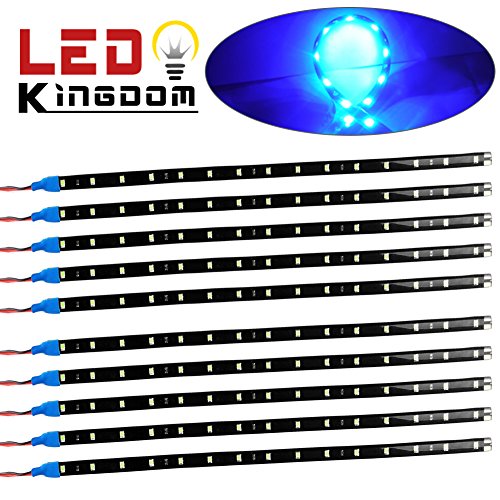 LEDKINGDOMUS 10x Flexible Strip 30cm 15 LED Ice Blue Car Truck Motorcycle Light Waterproof 12V