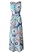 Zattcas Womens Bohemian Printed Wrap Bodice Sleeveless Crossover Maxi Dress (Small, Blue White)