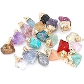 LE SKY 12 Pcs Natural Stone Pendants Irregular Shape Small Raw Chakra Healing Crystal Agate Stone for Jewelry Making Necklace Decoration