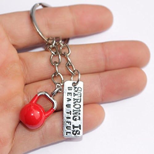 Kettlebell Color and Strong is Beautiful Keychain (Red)