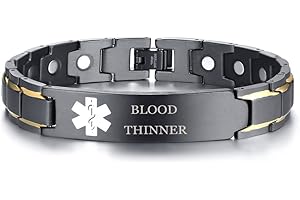 XUANPAI Medical Alert Bracelets for Men & Women with Free Engraving Adjustable Stainless Steel Emergency Medical ID Bracelets Wristband