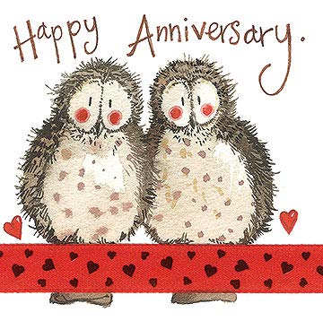 ALEX CLARK Happy Anniversary Owls Foil Card