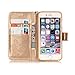 for iPhone 7 Case,iPhone 7 Leather Case,iPhone 7 Cover,Candywe [Gold] [Wallet] Leather Protective Stand Case for iPhone 7 for Woman (with Strap)