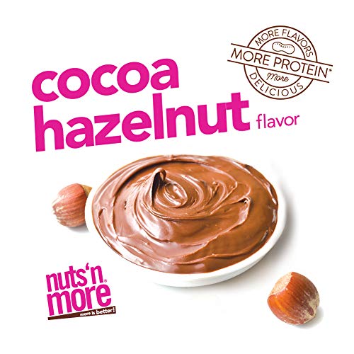 Nuts 'N More Cocoa Hazelnut Butter Spread, All Natural High Protein Nut Butter Healthy Snack, Omega 3's, Antioxidants, Low Carb, Low Sugar, Gluten-Free, Non-GMO, no preservatives,16 oz Jar