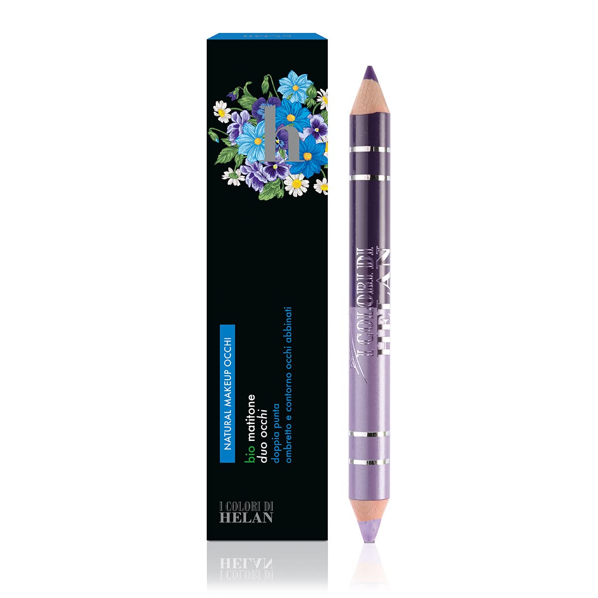 Helan I Colori - Bio Eye Pencil Duo with All-in-One Matching Eyeshadow & Eyeliner Pencil, Double Pointed - Soft Blushable & Long Lasting Eye Stick for Makeup - Made in Italy, Violet Wisteria