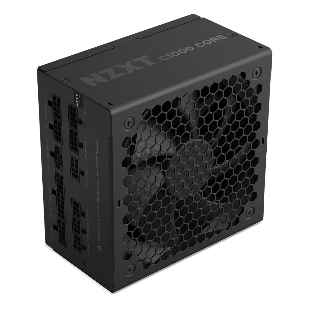 Nzxt C1000 Gold Core - 1000W Atx 3.1 Power Supply - 80 Plus Gold - Cybenetics Platinum - Fully Modular - Pcie 5.1 600W 12V-2X6 - Zero Rpm Fan - 105°C Capacitors - Black